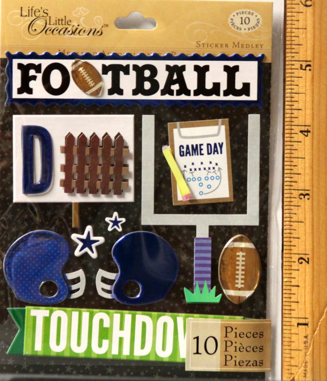 K &#x26; Company Life&#x27;s Little Occasions Blue Football Dimensional Sticker Medley